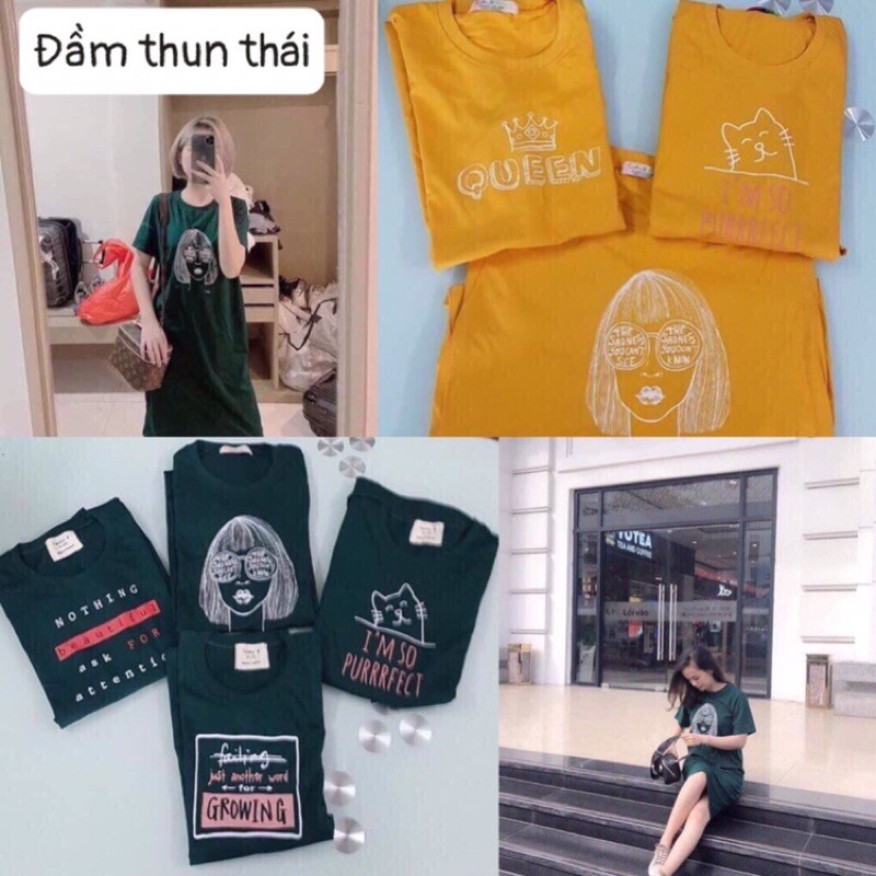 ĐẦM THUN HÌNH Thái Lan-Đầm suông siêu tôn dáng
