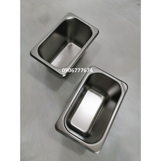 BỘ 2 KHAY INOX ĐỰNG TOPPING/CHÁO DINH DƯỠNG  GN 1/9(CÓ NẮP)