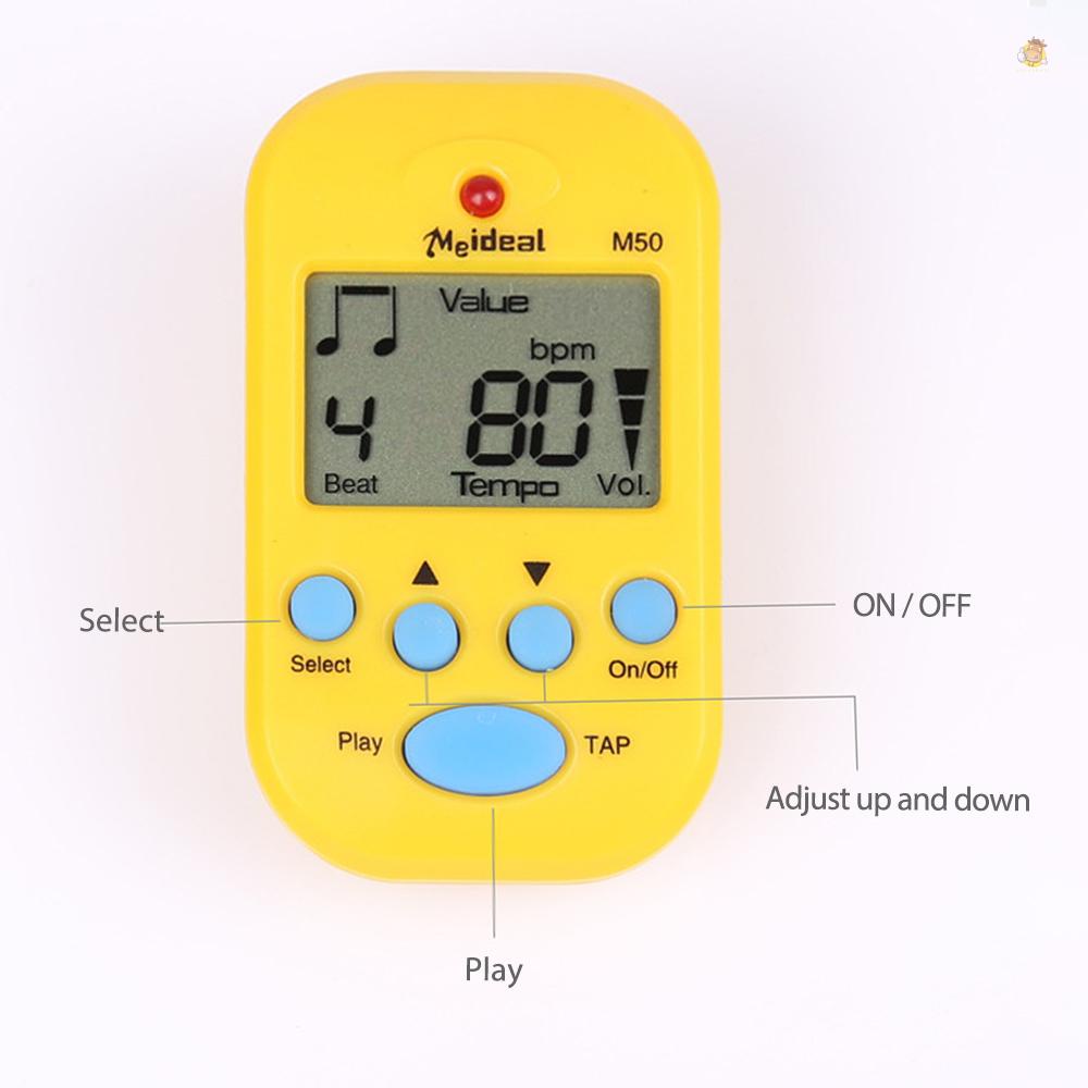 Thiết Bị Chỉnh Tông Metronome M50 Màn Hình LCD Chuyên Nghiệp Cho Đàn Guitar Mini Metronomo