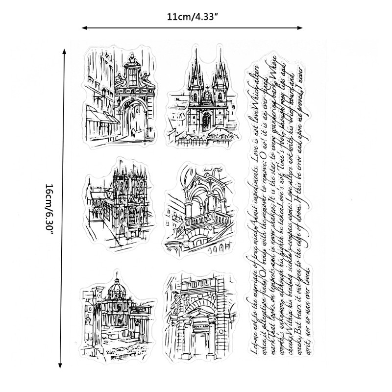 Mẫu Tem Sillicone Trong Suốt Họa Tiết Tòa Nhà Đa Dạng Trang Trí Scrapbook