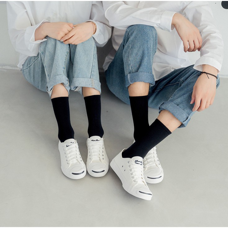 Tất Cổ Cao Nam Nữ Trắng Đen Unisex