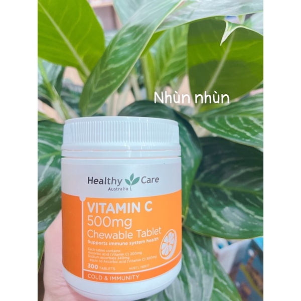 Kẹo viên Ngậm Healthy Care Vitamin C 300 vien/ 500 Vien - Úc
