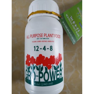 Phân bón cao cấp nhập khẩu từ USA GRO-POWER 12-4-8 - chai 240ml