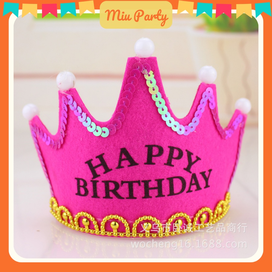 Vương Miện Dành Cho Chủ Tiệc Có Đèn Phát Sáng Cài Tóc Happy Birthday Sinh Nhật Dễ Thương