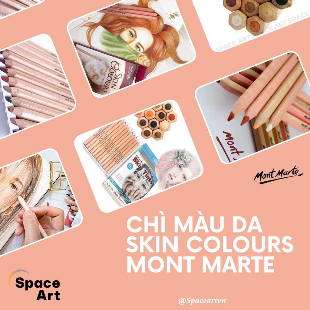 Chì Màu Da Skin Colours Mont Marte 12 màu