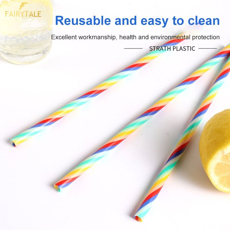 Cocktail straw thick tube spiral rainbow strawmixed color straw party rainbow cocktail straw disposable straw Hawaii beach party decoration fairytale