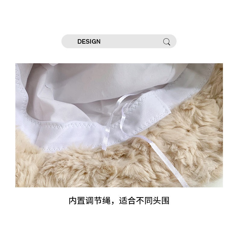 Nón Bucket Chất Liệu Lông Cừu Nhân Tạo Thiết Kế Mới Thời Trang Mùa Đông Theo Phong Cách Hàn Quốc Cho Nữ