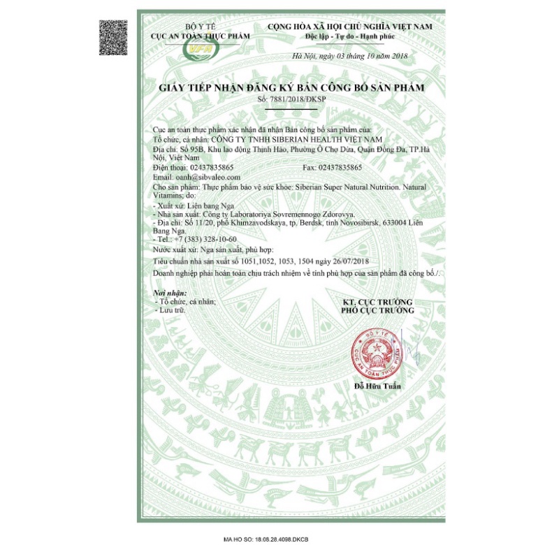 Thực phẩm bảo vệ sức khỏe Siberian Super Natural Nutrition. Natural Vitamins bổ sung vitamin và khoáng chất