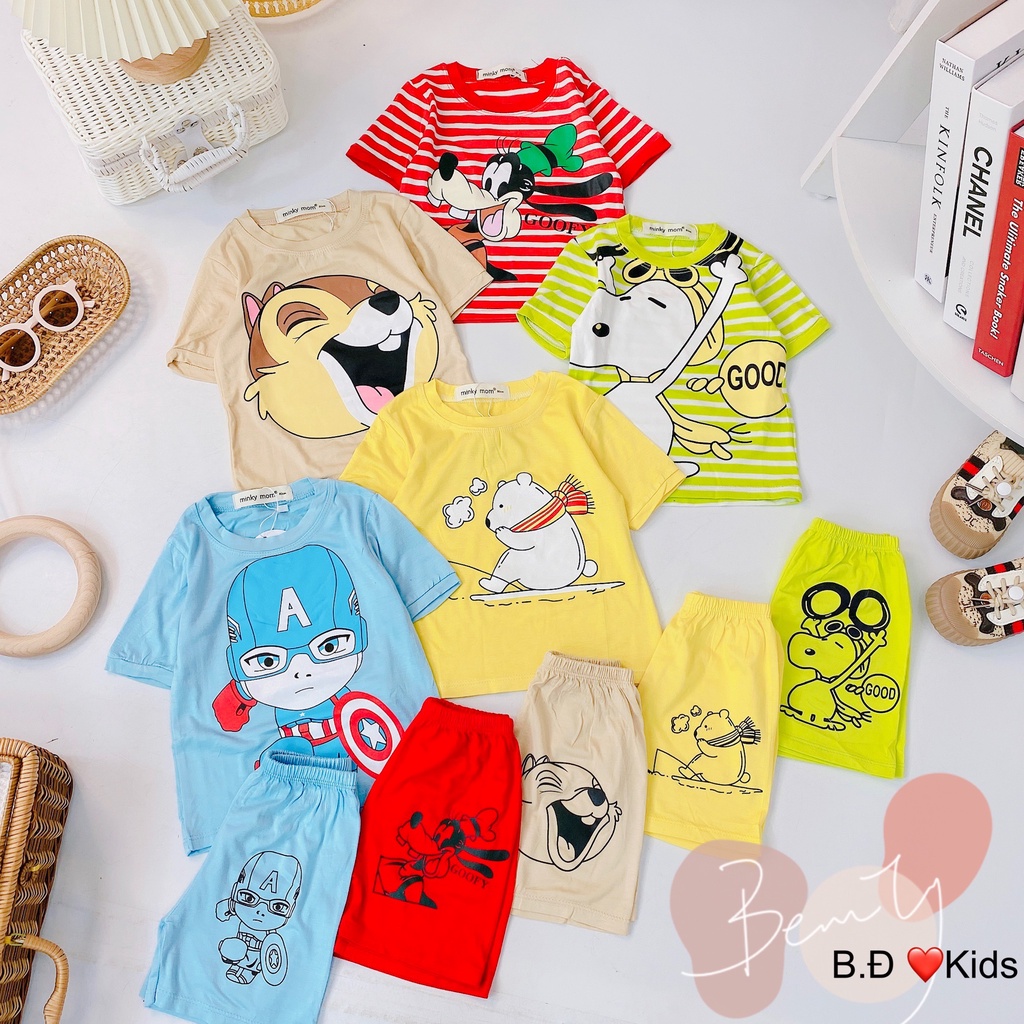[Bé 7-25kg] Bộ ngắn tay kẻ sọc ngang thun lạnh dệt Minky Mom cho bé trai bé gái từ 7-25kg