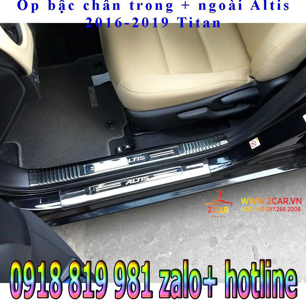 ốp bậc cửa,nẹp bước chân xe ALTIS 2014-2019 ,ốp trang trí bậc cửa xe ALTIS mạ titan sáng bóng