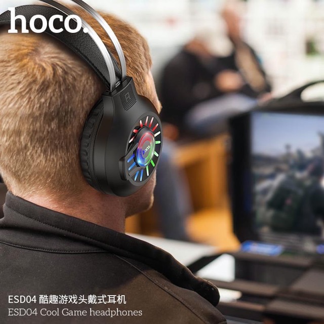 ✅CHÍNH HÃNG✅Tai nghe Gaming Hoco ESD04 có mic đàm thoại.Head phone chụp tai Bluetooth cho Game thủ-bass mạnh-pin khủng