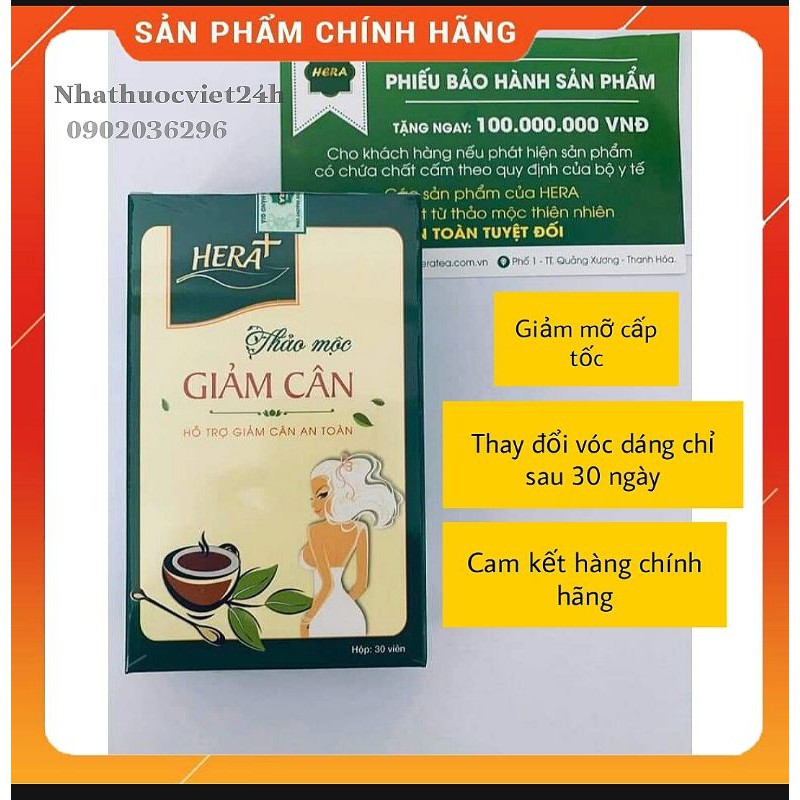 Thảo Mộc Giảm Cân Hera Plus CHính Hãng 30viên - An toan ,không tác dụng phụ