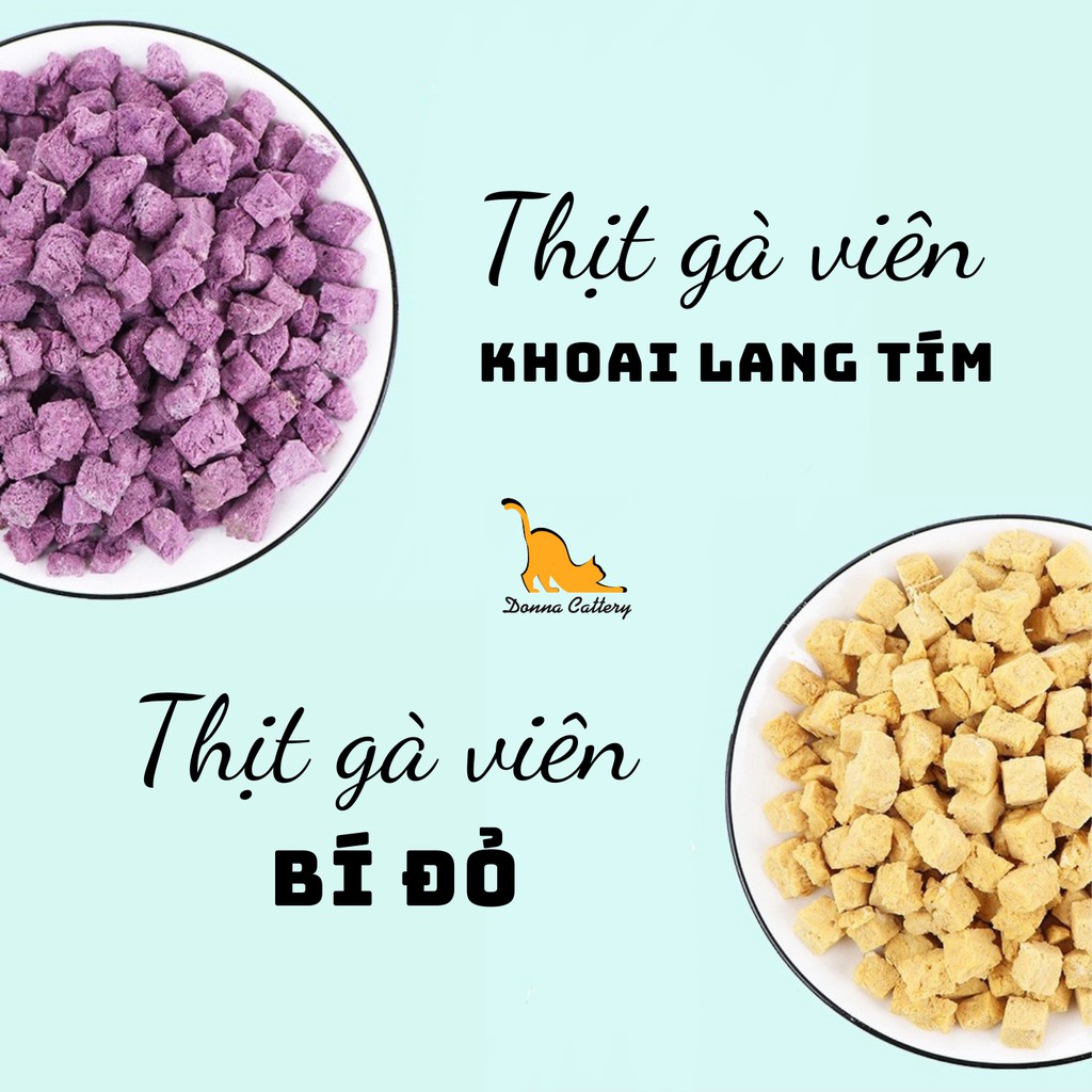 VIÊN THỊT GÀ RAU CỦ SẤY KHÔ BỔ SUNG CHẤT XƠ CHO CHÓ MÈO GÓI 100g