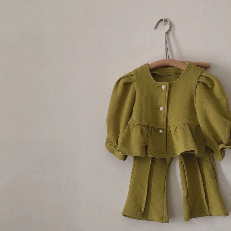 [Babycat] Hàng Có Sẵn Áo Khoác Hai Mảnh Màu Trơn Phong Cách Nhật Bản Hàn Quốc Thời Trang Mùa Thu Dành Cho Bé Gái