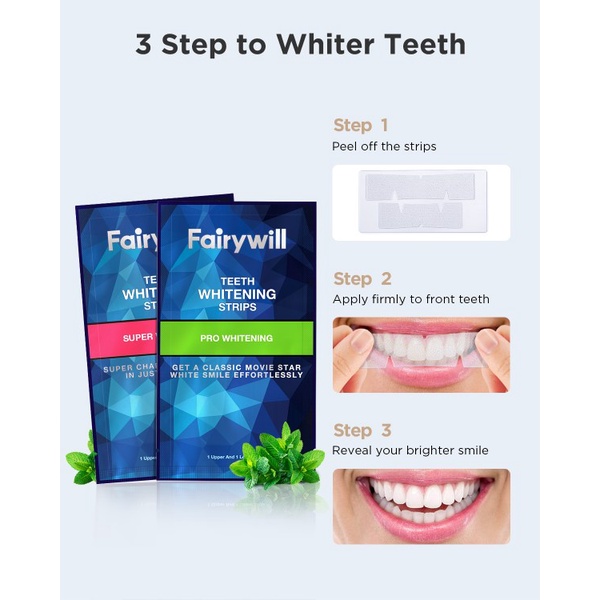 Combo Miếng Dán Trắng Răng FAIRYWILL FW-334 Gồm 7 Miếng Dán Pro Và 2 Miếng Dán Super – Hàng Chính Hãng