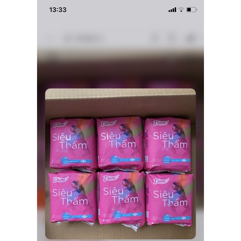 Combo 6 gói Diana Siêu thấm siêu mỏng cánh 23cm