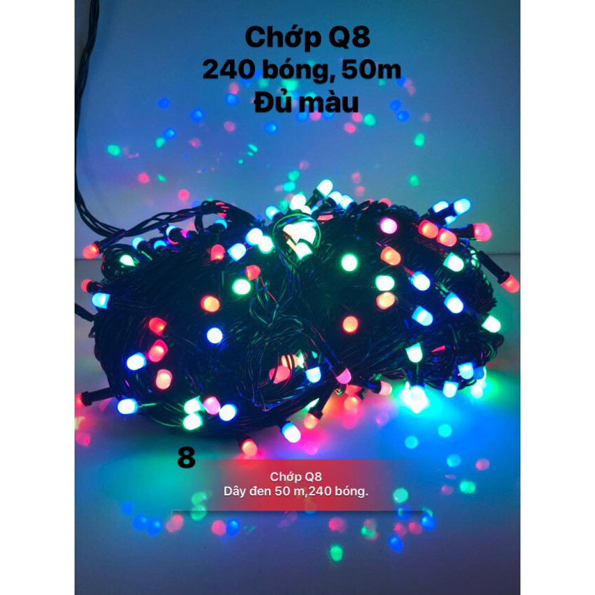 Dây đèn chớp Q8 bóng bự dây đen dài đủ  40m