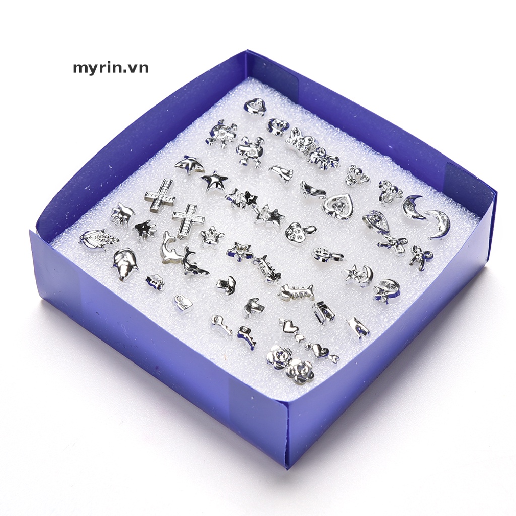 Set 24 Đôi Khuyên Tai Nhựa Mạ Bạc Thời Trang