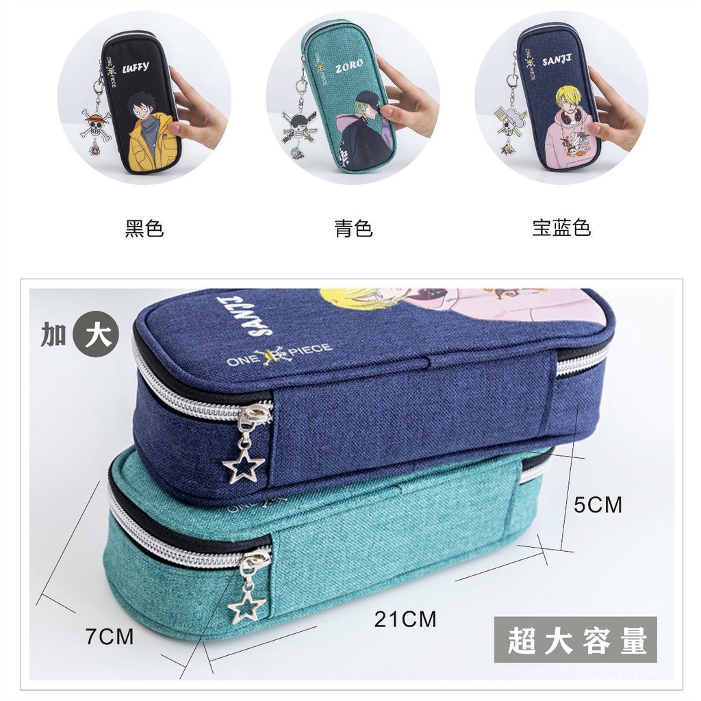 Túi đựng bút bằng vải canvas sức chứa lớn in hình anime One Piece sáng tạo độc đáo cho nam nữ
