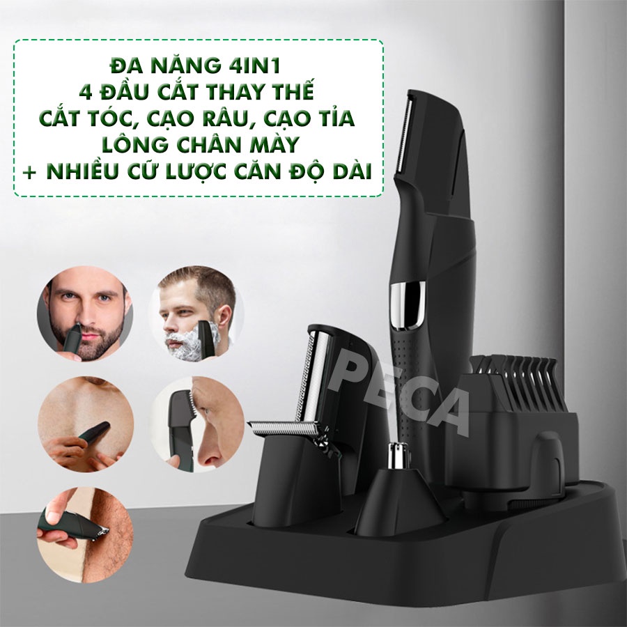 Tông đơ đa năng 4in1 KEMEI KM-5029 nhiều đầu thay thế chuyên dụng cắt tóc, cạo râu, cạo lông toàn thân, lông chân mày, t