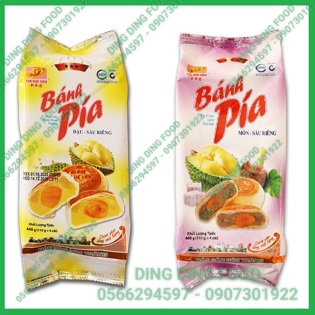 [ Sỉ Combo 10 Bịch ] Bánh Pía Đậu Xanh Sầu Riêng Trứng 440g 3 Sao (Có Khoai Môn) Tân Huê Viên - DING DING FOOD