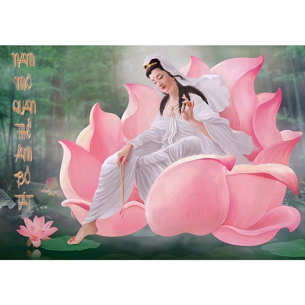 Tranh đính đá toàn bộ tự làm-tranh quan âm bồ tát