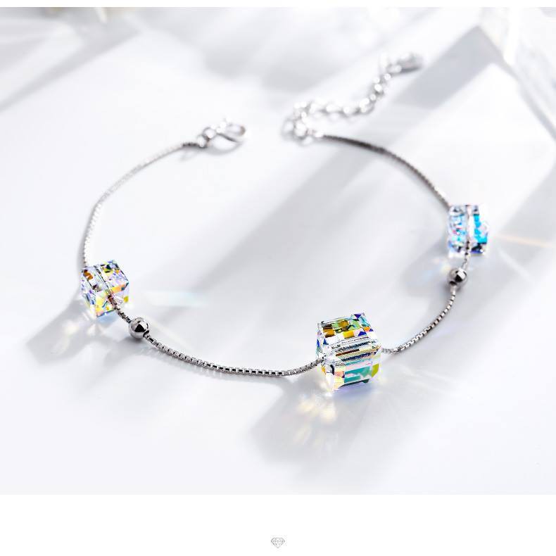 Vòng tay, lắc tay bạc ý cecy 925 pha lê Swarovski, trắng sáng không xỉn màu, bảo hành 12 tháng