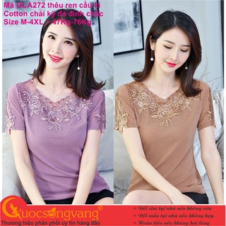 Áo kiểu thun đính đá áo thun nữ thêu GLA172 Cuocsongvang
