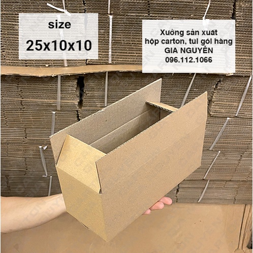 Combo 50 hộp carton 25x10x10 giá sỉ tận xưởng Gia Nguyễn