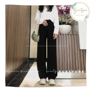 Quần culottes ống rộng suông dài chất dày lưng cao cài nút Sun pant.