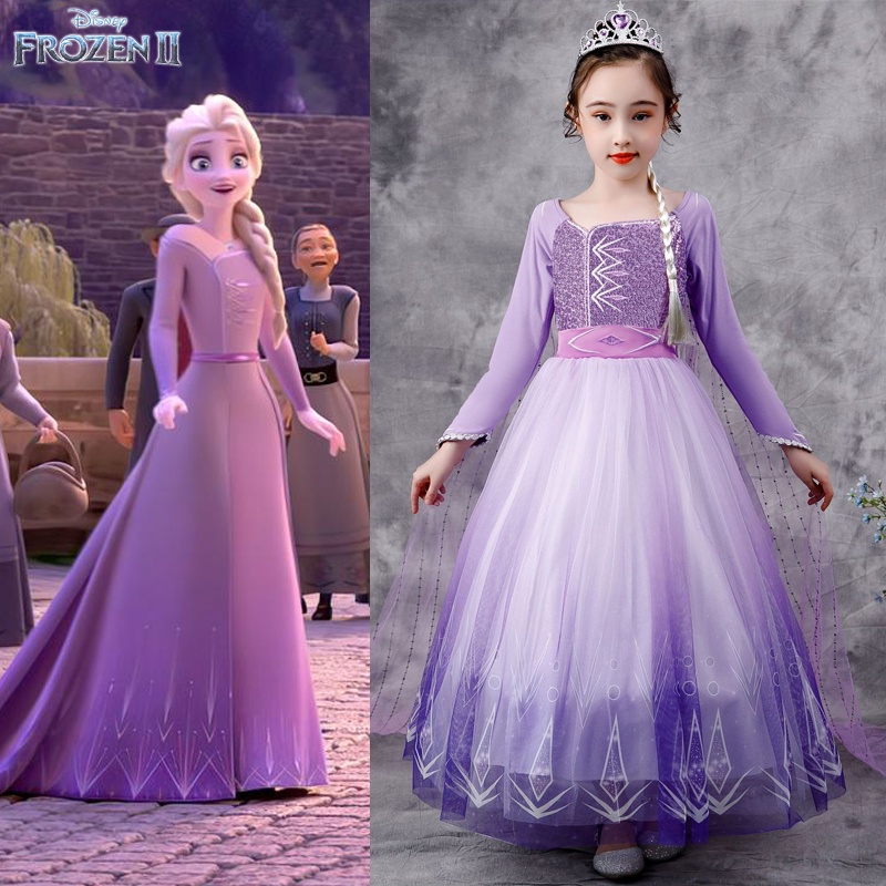 Đầm công chúa bé gái Elsa Frozen 2 mẫu siêu hot kèm tà dài