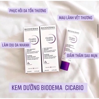 Kem Dưỡng Bioderma Tím - Kem dưỡng Phục Hồi Bioderma Cica Bio Cream Tím 40ml và 100ml