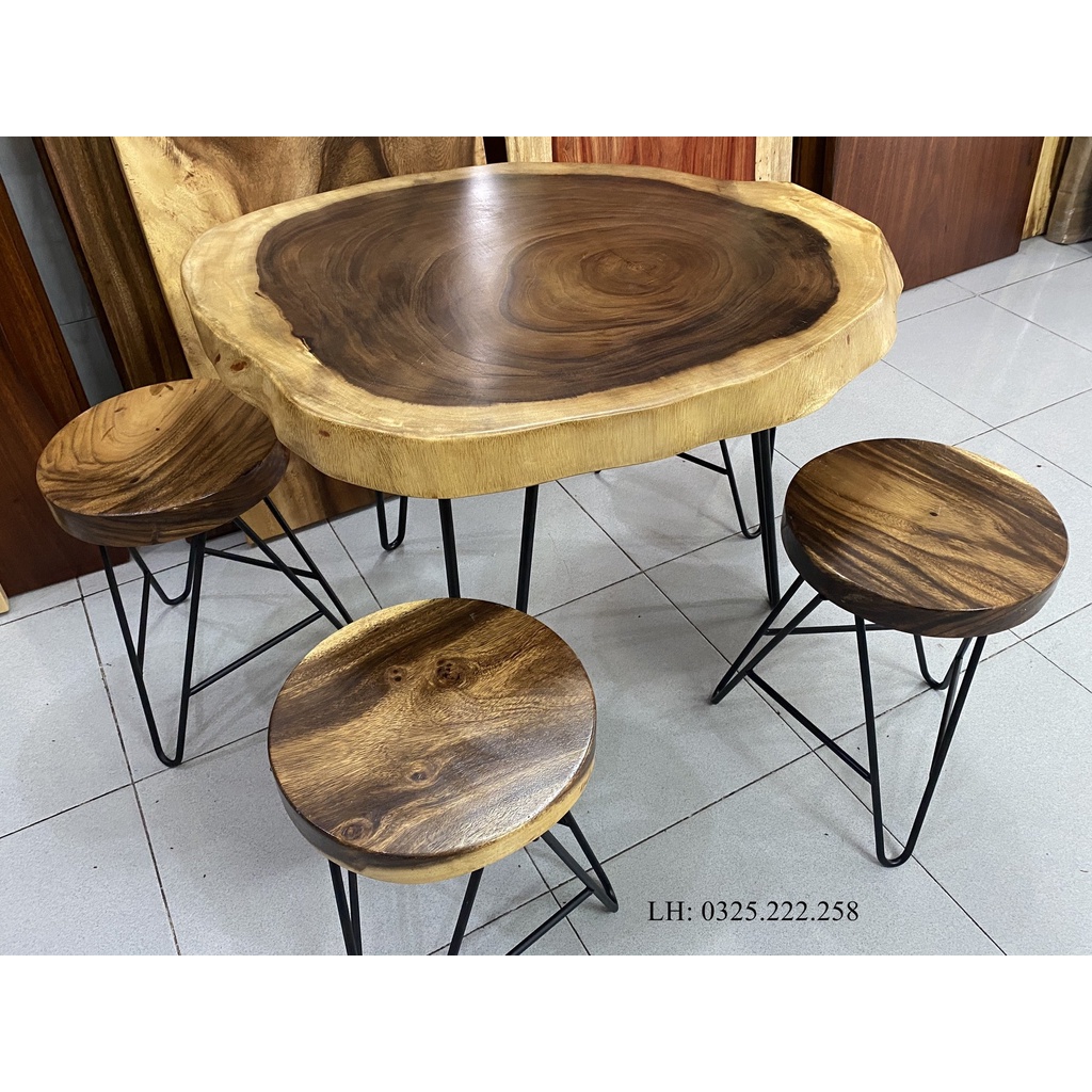 Ghế Gỗ Me Tây, Ghế Tròn Gỗ Me Tây, Ghế Đẩu, Ghế Gỗ Tự Nhiên, Ghế Chân Sắt, Ghế Uống Trà, Ghế Cafe, Ghế Đôn