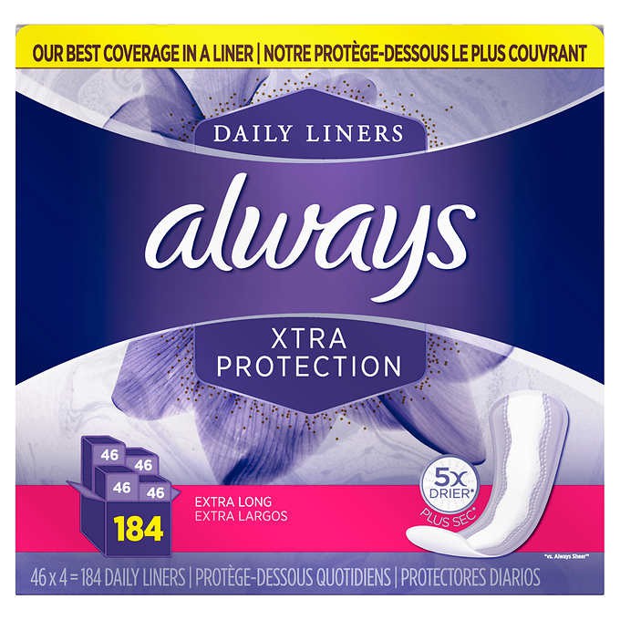 Băng vệ sinh Always Xtra Protection Long Daily Liners 184 miếng