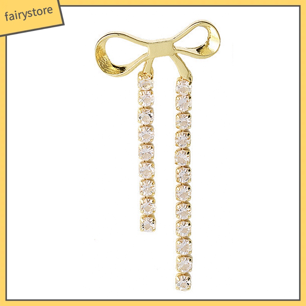 Hoa Tai Dáng Dài Phối Nơ Thiết Kế Thanh Lịch Cho Nữ