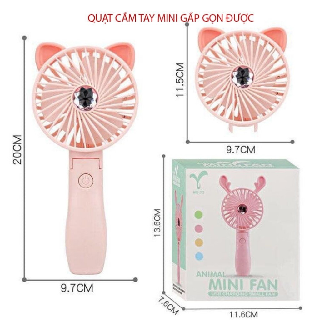 Quạt mini cầm tay gấp gọn, Quạt nhỏ cầm tay , giao màu ngẫu nhiên - có thể dùng khi ghim sạc dự phòng, laptop