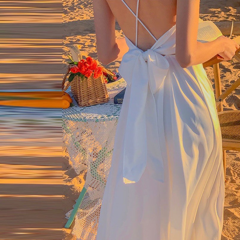 Đầm công chúa Ulzzang hai dây trễ vai dáng dài | BigBuy360 - bigbuy360.vn