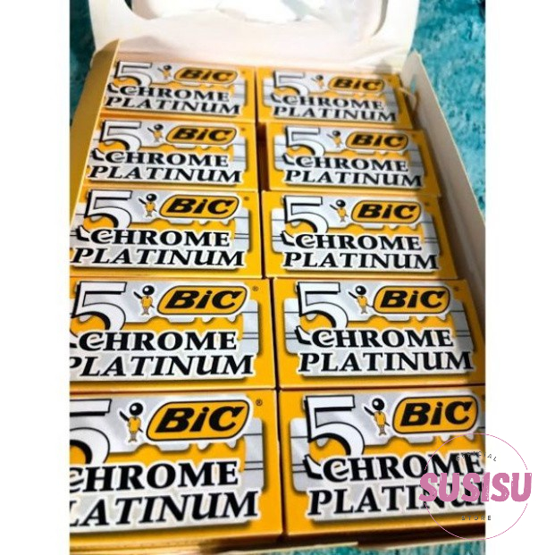 Hộp 5 lưỡi dao lam BIC Chrome Platinum / dao lam lưỡi thép không gỉ Chrome Platinum/Croma/Gillette