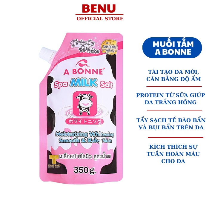 Muối Tắm Sữa Bò Abonne 350g Tẩy Tế Bào Chết Body Và Da Mặt Thái Lan Thơm Hương Sữa Tươi