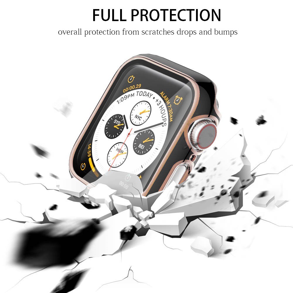 Vỏ Apple Watch Case với Kính cường lực Bảo vệ màn hình Thiết kế 2 trong 1 Bao cứng Toàn diện cho iWatch Series SE 6/5/4/3/2/1