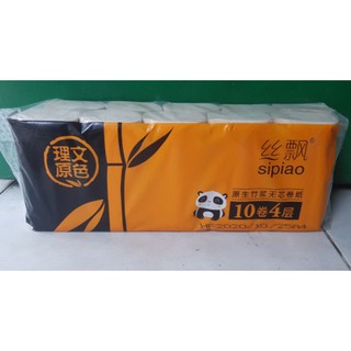 lốc 10 cuộn giấy gấu trúc màu vàng ko lõi