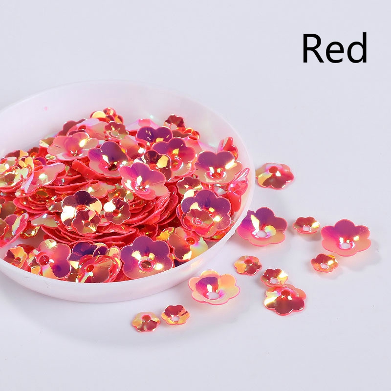 Hộp 10g hạt kim sa hình hoa mận 3D nhiều kích cỡ dùng làm đồ thủ công