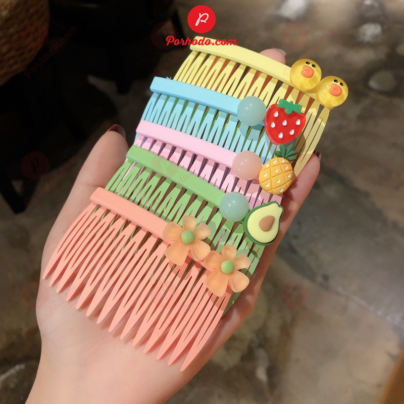 Xược Tóc Mái Nửa Đầu Nhựa Dẻo, Bờm Tóc Gắn Họa Tiết Hoa Dễ Thương Cho Bé Gái