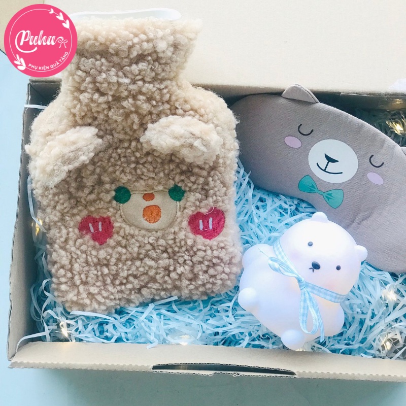 Gift box túi chườm bụng kinh PUHA - Set quà tặng sinh nhật, dịp đặc biệt cho chị em phụ nữ người thân bạn bè