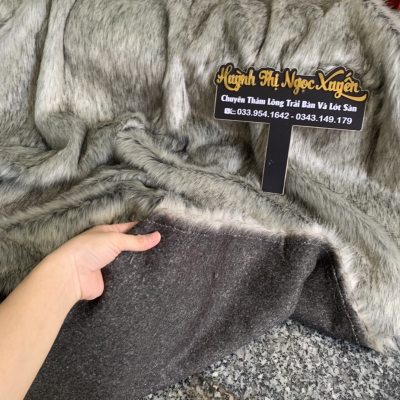 Thảm lông chụp ảnh - xám trắng phớt đen lông dài mới