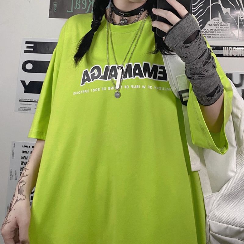 Áo Thun Unisex Tay Lỡ Oversize Nam Nữ In Dòng Chữ