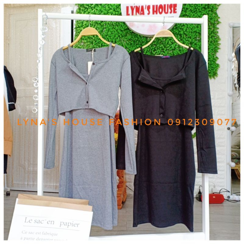 Set Váy 2 Dây Form Chữ A Và Áo Khoác Cardigan 🌺 FREESHIP 🌺 Đầm Nữ Body Đi Dạo Phố Dự Tiệc - LH93.
