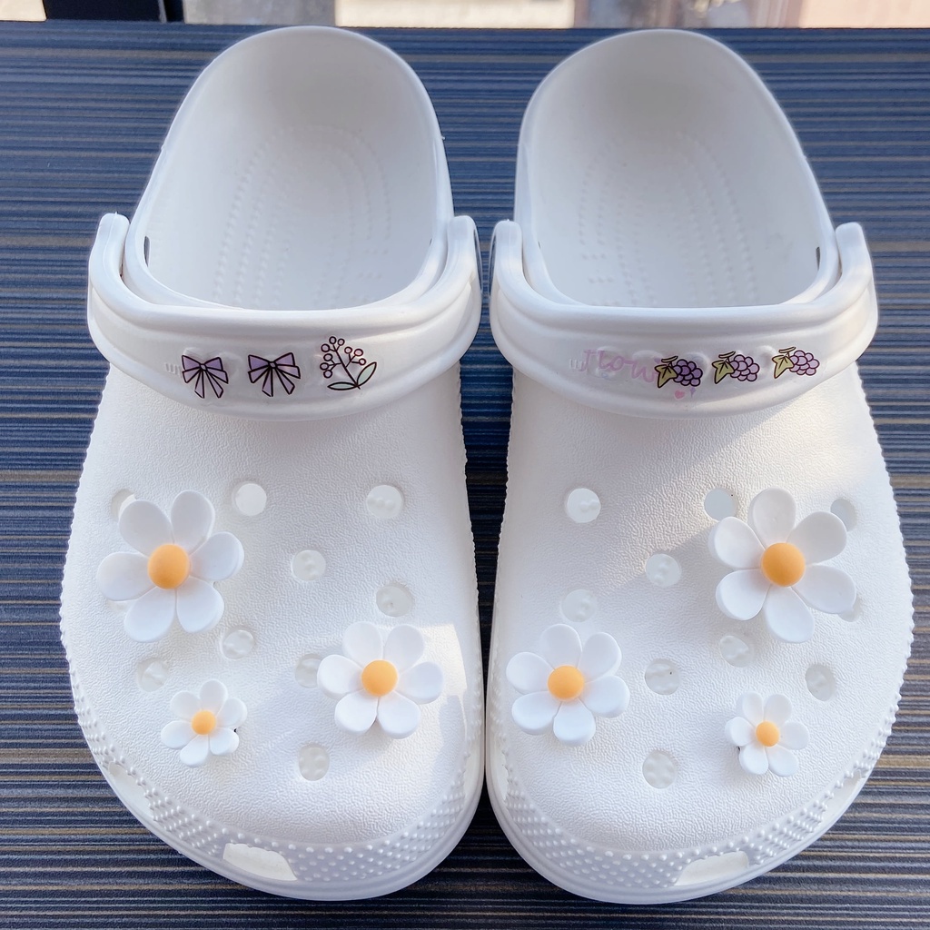Bộ 6 Phụ Kiện Làm Trang Sức Hình Hoa Cúc charm sticker jibbitz sticker Set Sticker cross sandals sticker