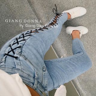 Quần jeans dài đan day