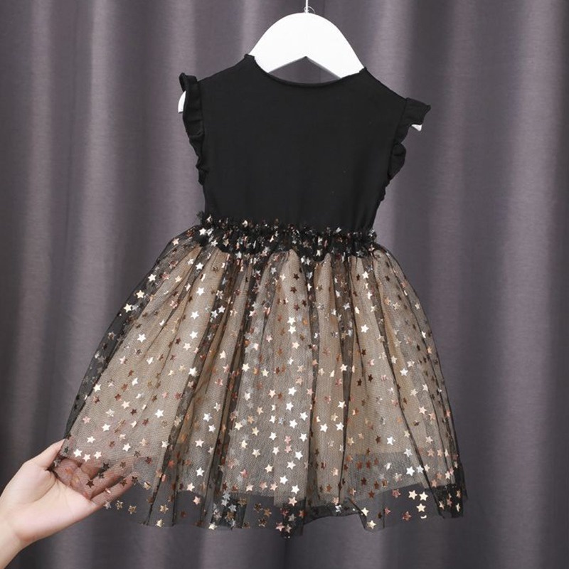 Se7en Đầm Công Chúa Phối Lưới Đính Nơ Phong Cách Hàn Quốc Mùa Hè Cho Bé Gái